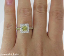 Load image into Gallery viewer, GIA 1.55CT ESTATE FANCY YELLOW RADIANT DIAMOND ENGAGEMENT WEDDING RING PLAT