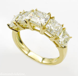 4.07CT ESTATE VINTAGE RADIANT DIAMOND ENGAGEMENT WEDDING BAND RING 18K YG