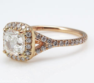 GIA 1.84CT ESTATE VINTAGE CUSHION DIAMOND ENGAGEMENT WEDDING ROSE GOLD RING