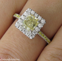 Load image into Gallery viewer, GIA 1.55CT ESTATE FANCY YELLOW RADIANT DIAMOND ENGAGEMENT WEDDING RING PLAT