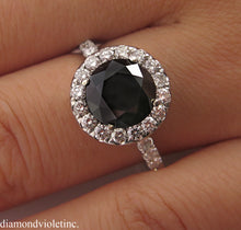 Load image into Gallery viewer, 3.00CT ESTATE VINTAGE ROUND BLACK DIAMOND ENGAGEMENT WEDDING RING 18KWG EGL USA