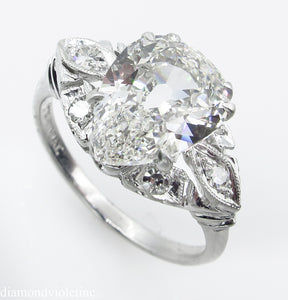 GIA 3.08CT ANTIQUE VINTAGE OLD MINE PEAR DIAMOND ENGAGEMENT WEDDING RING PLAT