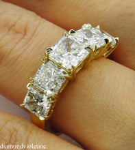 Load image into Gallery viewer, 4.07CT ESTATE VINTAGE RADIANT DIAMOND ENGAGEMENT WEDDING BAND RING 18K YG