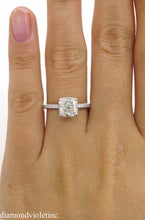 Load image into Gallery viewer, GIA 2.51CT ESTATE VINTAGE CUSHION DIAMOND ENGAGEMENT WEDDING PLATINUM RING