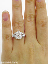 Load image into Gallery viewer, GIA 3.08CT ANTIQUE VINTAGE OLD MINE PEAR DIAMOND ENGAGEMENT WEDDING RING PLAT