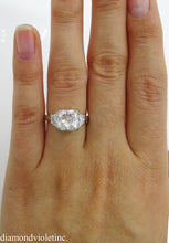 Load image into Gallery viewer, GIA 3.55CT ESTATE VINTAGE CUSHION DIAMOND 3 STONE ENGAGEMENT WEDDING RING PLAT