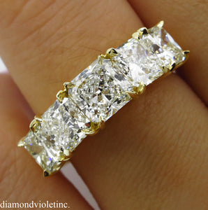 4.07CT ESTATE VINTAGE RADIANT DIAMOND ENGAGEMENT WEDDING BAND RING 18K YG