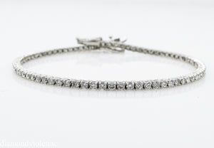 2.50CT ESTATE VINTAGE ROUND DIAMOND TENNIS BRACELET 14K WHITE GOLD