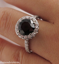 Load image into Gallery viewer, 3.00CT ESTATE VINTAGE ROUND BLACK DIAMOND ENGAGEMENT WEDDING RING 18KWG EGL USA