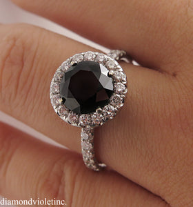 3.00CT ESTATE VINTAGE ROUND BLACK DIAMOND ENGAGEMENT WEDDING RING 18KWG EGL USA