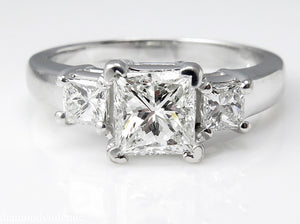 GIA 1.60CT ESTATE VINTAGE PRINCESS DIAMOND ENGAGEMENT WEDDING RING 14K WG