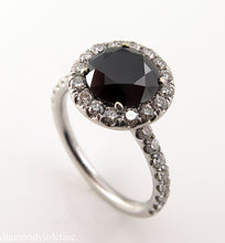 Load image into Gallery viewer, 3.00CT ESTATE VINTAGE ROUND BLACK DIAMOND ENGAGEMENT WEDDING RING 18KWG EGL USA