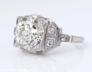 3.07CT ANTIQUE VINTAGE DECO OLD EURO DIAMOND ENGAGEMENT WEDDING RING PLAT EGL