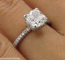 Load image into Gallery viewer, GIA 2.51CT ESTATE VINTAGE CUSHION DIAMOND ENGAGEMENT WEDDING PLATINUM RING