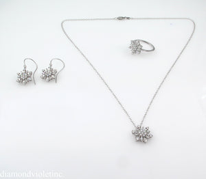 1.00CT ESTATE VINTAGE DIAMOND SNOWFLAKE DROP EARRINGS 14K WHITE GOLD/Diamond Violet Company, Inc