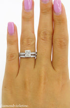 Load image into Gallery viewer, GIA SHY 2.00CT ESTATE VINTAGE RADIANT DIAMOND ENGAGEMENT WEDDING RING SET PLAT