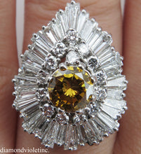 Load image into Gallery viewer, GIA 4.20CT ESTATE VINTAGE FANCY COGNAC DIAMOND “BALLERINA” CLUSTER RING 18K WG