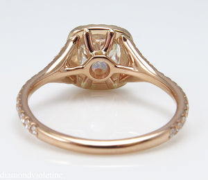 GIA 1.84CT ESTATE VINTAGE CUSHION DIAMOND ENGAGEMENT WEDDING ROSE GOLD RING