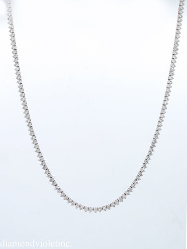 7.50CT ESTATE VINTAGE ROUND DIAMOND TENNIS NECKLACE 14K WHITE GOLD