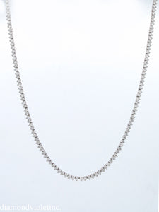 7.50CT ESTATE VINTAGE ROUND DIAMOND TENNIS NECKLACE 14K WHITE GOLD