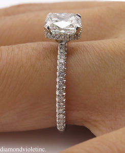 GIA 2.51CT ESTATE VINTAGE CUSHION DIAMOND ENGAGEMENT WEDDING PLATINUM RING