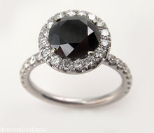 Load image into Gallery viewer, 3.00CT ESTATE VINTAGE ROUND BLACK DIAMOND ENGAGEMENT WEDDING RING 18KWG EGL USA