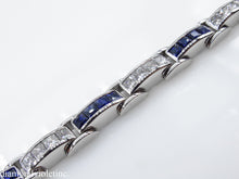 Load image into Gallery viewer, 9.10CT ESTATE VINTAGE PRINCESS DIAMOND SAPPHIRE CHANNEL SET TENNIS BRACELET PLAT