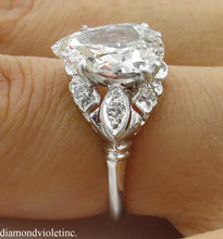 Load image into Gallery viewer, GIA 3.08CT ANTIQUE VINTAGE OLD MINE PEAR DIAMOND ENGAGEMENT WEDDING RING PLAT