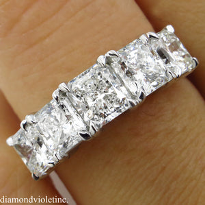 GIA 3.16CT ESTATE VINTAGE RADIANT DIAMOND ENGAGEMENT WEDDING BAND RING PLATINUM