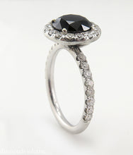 Load image into Gallery viewer, 3.00CT ESTATE VINTAGE ROUND BLACK DIAMOND ENGAGEMENT WEDDING RING 18KWG EGL USA