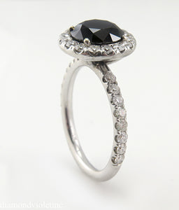 3.00CT ESTATE VINTAGE ROUND BLACK DIAMOND ENGAGEMENT WEDDING RING 18KWG EGL USA