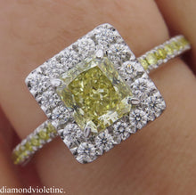 Load image into Gallery viewer, GIA 1.55CT ESTATE FANCY YELLOW RADIANT DIAMOND ENGAGEMENT WEDDING RING PLAT