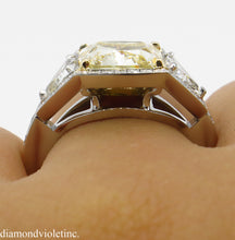 Load image into Gallery viewer, GIA 5.84CT ESTATE VINTAGE FANCY YELLOW CUSHION DIAMOND ENGAGEMENT WEDDING RING