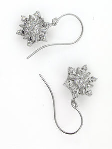 1.00CT ESTATE VINTAGE DIAMOND SNOWFLAKE DROP EARRINGS 14K WHITE GOLD/Diamond Violet Company, Inc