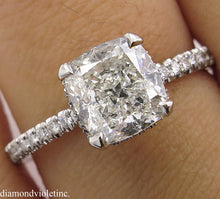 Load image into Gallery viewer, GIA 2.51CT ESTATE VINTAGE CUSHION DIAMOND ENGAGEMENT WEDDING PLATINUM RING