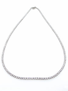 7.50CT ESTATE VINTAGE ROUND DIAMOND TENNIS NECKLACE 14K WHITE GOLD