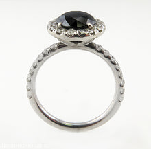 Load image into Gallery viewer, 3.00CT ESTATE VINTAGE ROUND BLACK DIAMOND ENGAGEMENT WEDDING RING 18KWG EGL USA