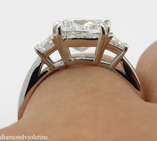 Load image into Gallery viewer, GIA 3.55CT ESTATE VINTAGE CUSHION DIAMOND 3 STONE ENGAGEMENT WEDDING RING PLAT