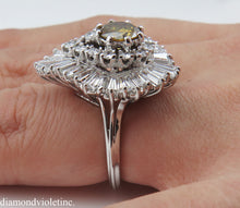 Load image into Gallery viewer, GIA 4.20CT ESTATE VINTAGE FANCY COGNAC DIAMOND “BALLERINA” CLUSTER RING 18K WG