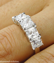 Load image into Gallery viewer, GIA 3.16CT ESTATE VINTAGE RADIANT DIAMOND ENGAGEMENT WEDDING BAND RING PLATINUM