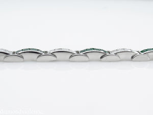 9.10CT ESTATE VINTAGE PRINCESS DIAMOND EMERALD CHANNEL SET TENNIS BRACELET PLAT