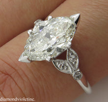 Load image into Gallery viewer, 2.25CT ANTIQUE VINTAGE DECO OLD MARQUISE DIAMOND ENGAGEMENT WEDDING RING PLT EGL