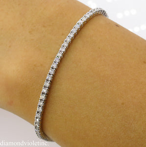 2.50CT ESTATE VINTAGE ROUND DIAMOND TENNIS BRACELET 14K WHITE GOLD