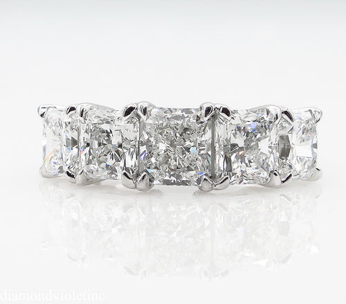 GIA 3.16CT ESTATE VINTAGE RADIANT DIAMOND ENGAGEMENT WEDDING BAND RING PLATINUM