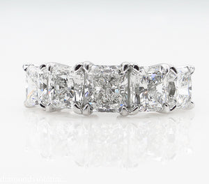 GIA 3.16CT ESTATE VINTAGE RADIANT DIAMOND ENGAGEMENT WEDDING BAND RING PLATINUM