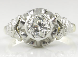 0.38CT ANTIQUE VINTAGE OLD EURO DIAMOND SOLITAIRE ENGAGEMENT WEDDING RING 18K PL/Diamond Violet Company, Inc