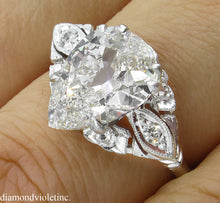 Load image into Gallery viewer, GIA 3.08CT ANTIQUE VINTAGE OLD MINE PEAR DIAMOND ENGAGEMENT WEDDING RING PLAT