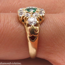 Load image into Gallery viewer, 1.00CT ANTIQUE VINTAGE GREEN EMERALD DIAMOND ENGAGEMENT WEDDING CLUSTER RING 18K/Diamond Violet Company, Inc