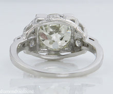 Load image into Gallery viewer, 3.07CT ANTIQUE VINTAGE DECO OLD EURO DIAMOND ENGAGEMENT WEDDING RING PLAT EGL