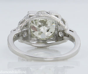 3.07CT ANTIQUE VINTAGE DECO OLD EURO DIAMOND ENGAGEMENT WEDDING RING PLAT EGL